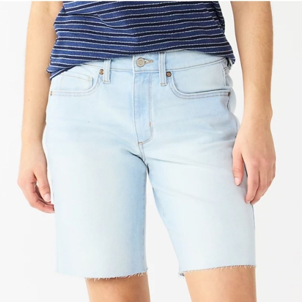 Sonoma Light Wash Fringe Bermuda Shorts